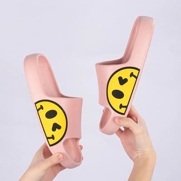 Kids' Pink Smiley Cushion Slides, Light, Non-Slip (Toddler & Big Kid) - Picture 2 of 6